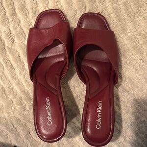 Calvin Klein Red Mules with Wide Strap